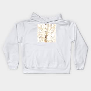 Modern Gold Tree Silhouette Minimal White Design Kids Hoodie